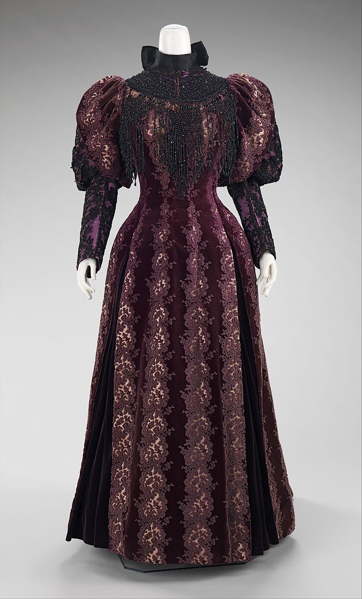 Ensemble, House of Worth (French, 1858–1956), silk, beads, jet, fur, linen, American or European