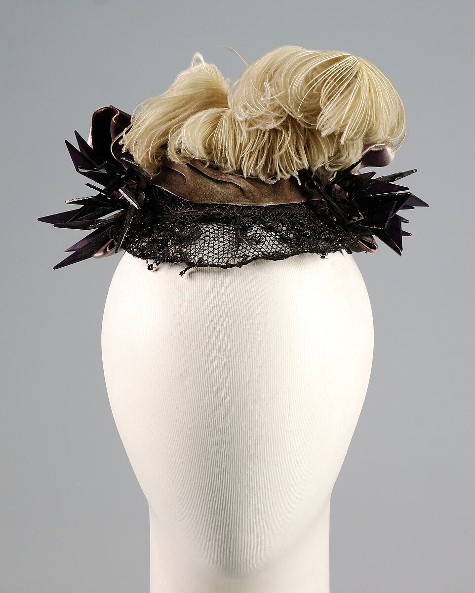 Ensemble, Franziska Noll Gross (American (born Germany), 1831–1906), silk, plastic (celluloid), jet, feather, American