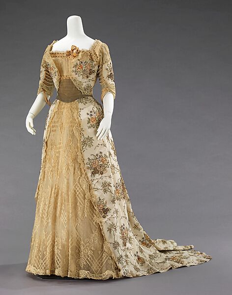 Ball gown, Beer (French, ca. 1890–1928), silk, metal, rhinestones, French 