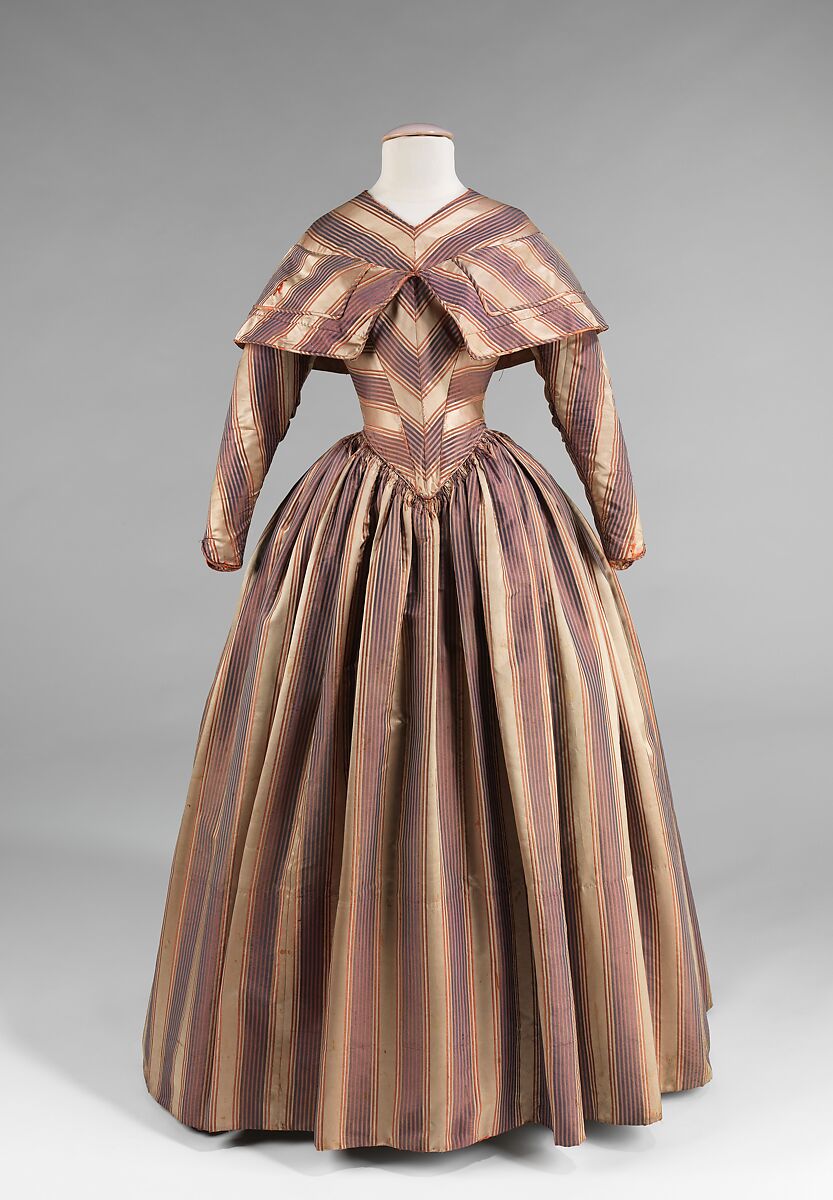 Visiting dress, silk, American 