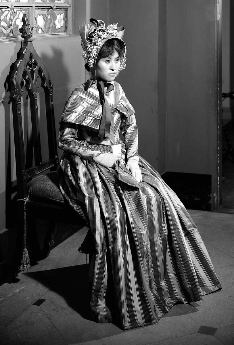 Visiting dress, silk, American