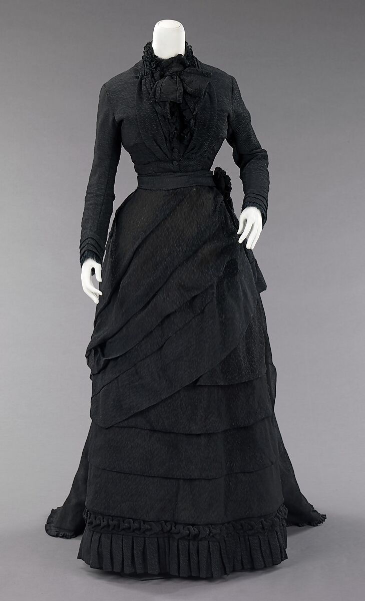 Mourning ensemble, silk, American 