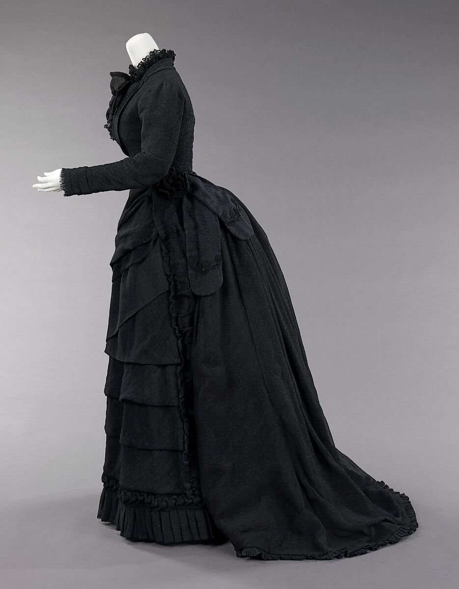 Mourning ensemble, silk, American 