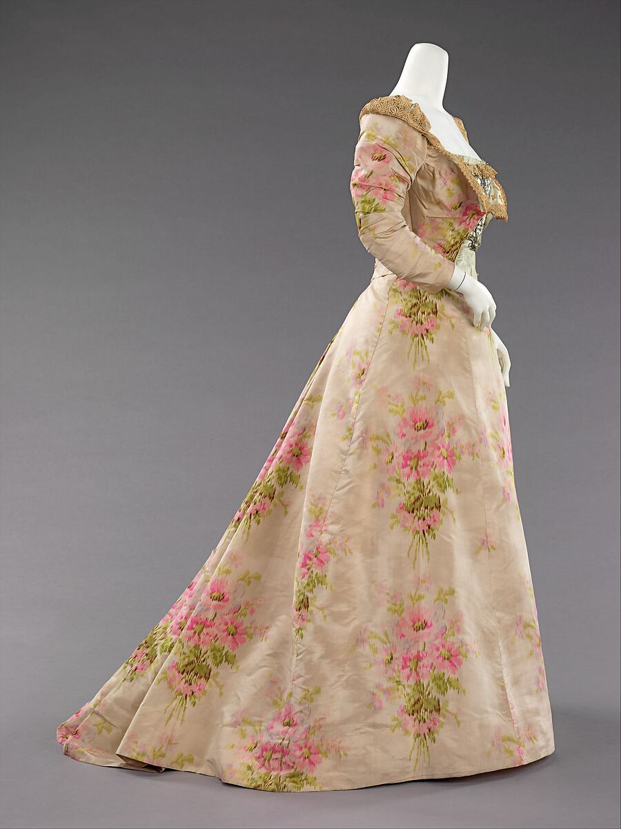 Evening dress, House of Worth (French, 1858–1956), silk, linen, French