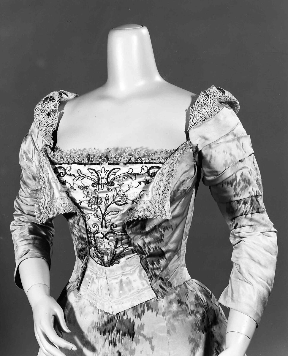 Evening dress, House of Worth (French, 1858–1956), silk, linen, French