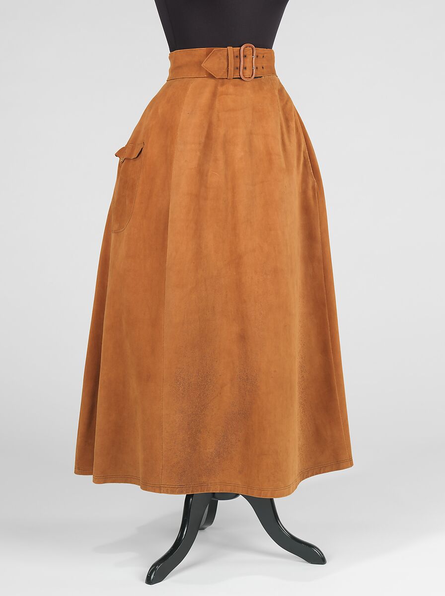 Riding ensemble, wool, silk, cotton, leather, American