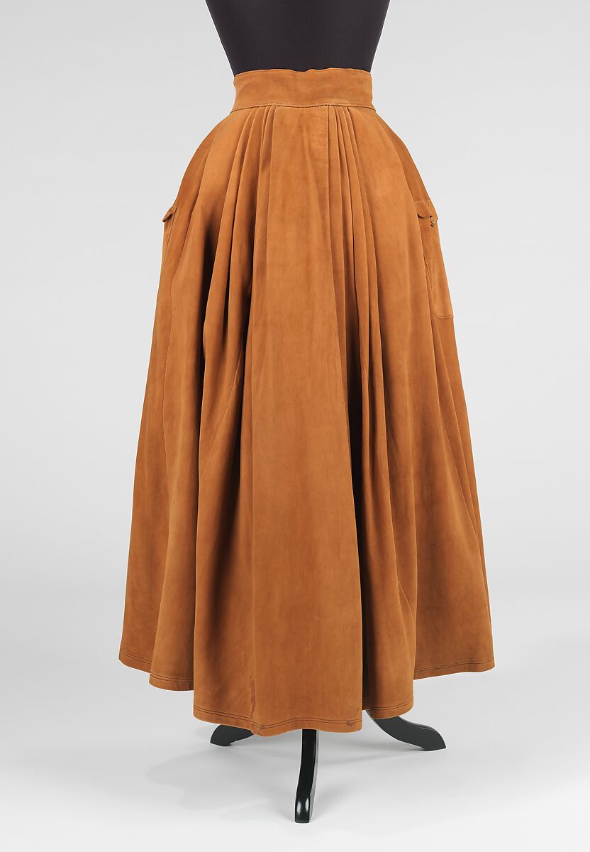 Riding ensemble, wool, silk, cotton, leather, American