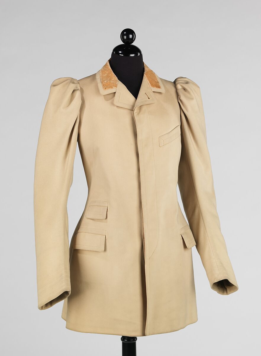 Riding ensemble, wool, silk, cotton, leather, American