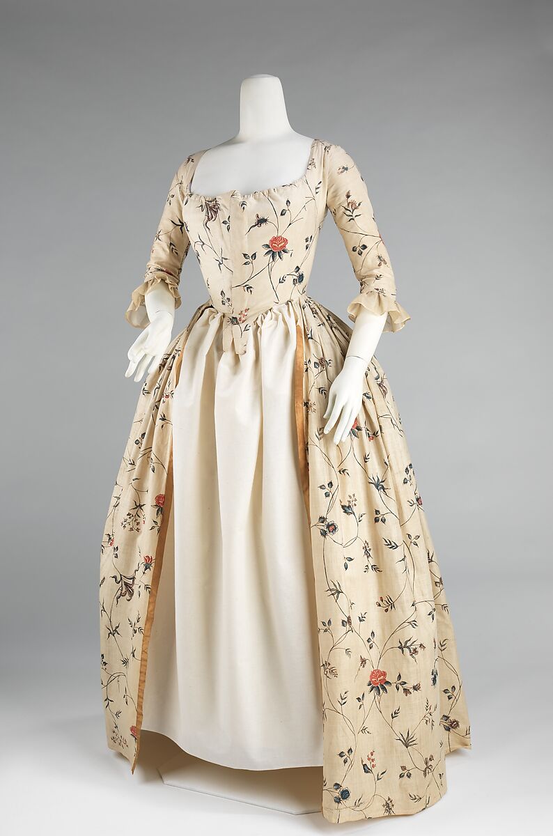Robe à l'anglaise, cotton, baleen, American