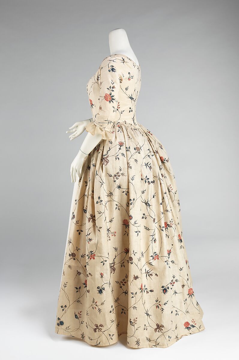 Robe à l'anglaise, cotton, baleen, American