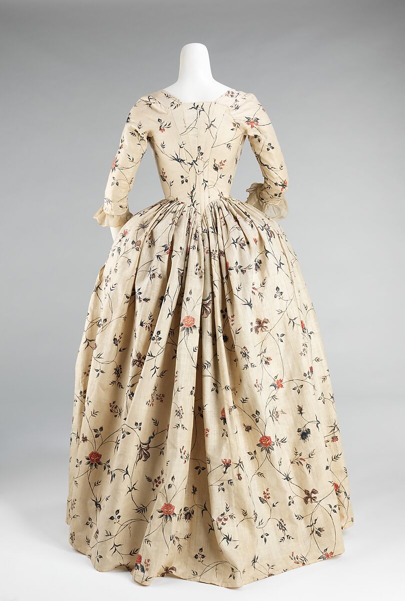Robe à l'anglaise, cotton, baleen, American