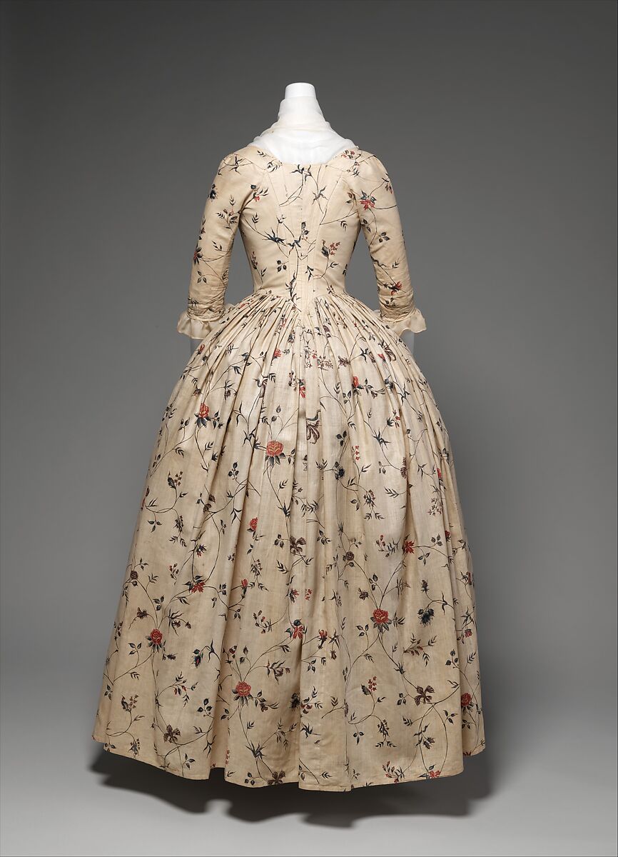 Robe à l'anglaise, cotton, baleen, American