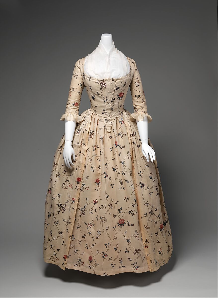 Robe à l'anglaise, cotton, baleen, American 