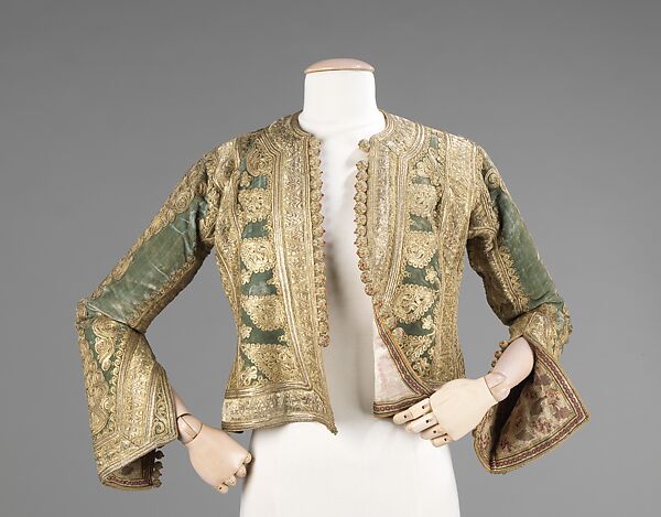 Ensemble, silk, wool, metal