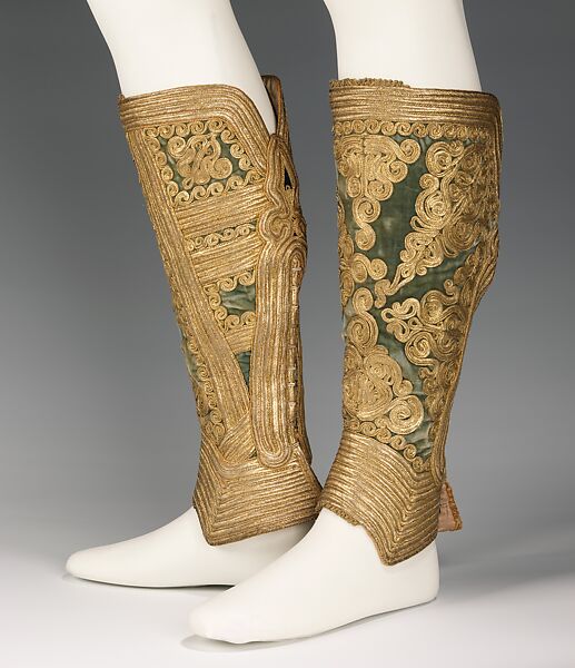 Ensemble, silk, wool, metal