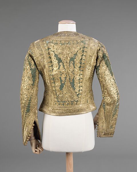 Ensemble, silk, wool, metal