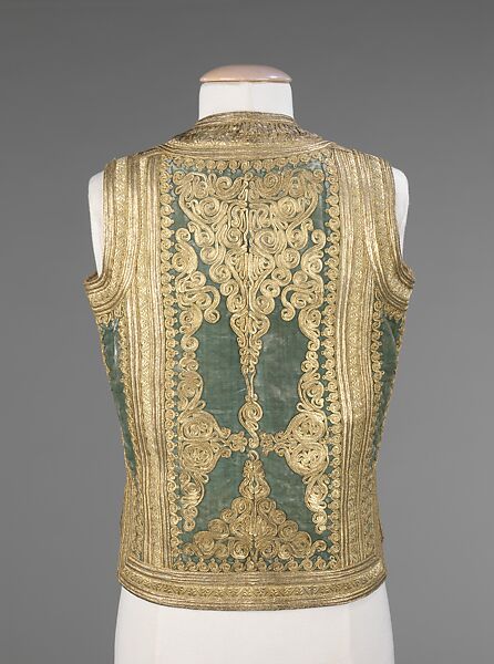 Ensemble, silk, wool, metal