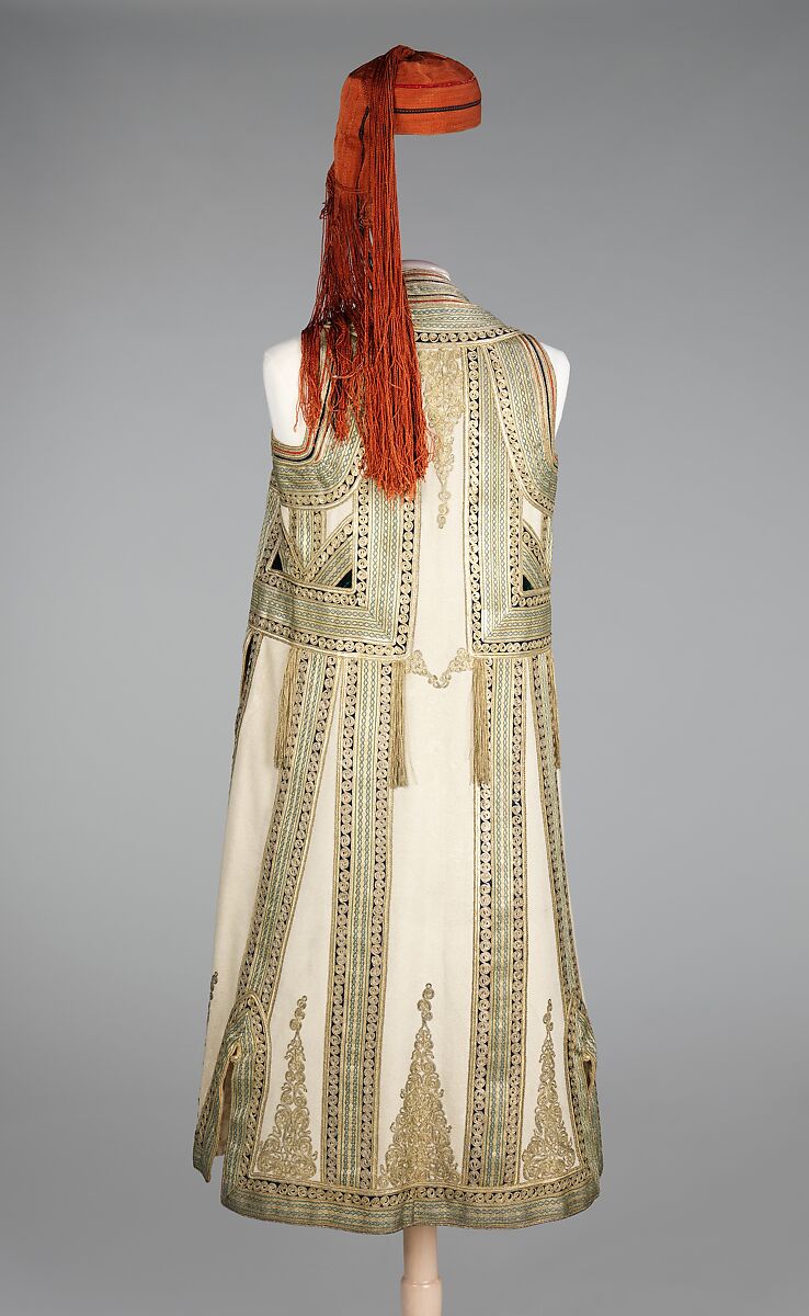 Ensemble, wool, silk, cotton, metal, silk