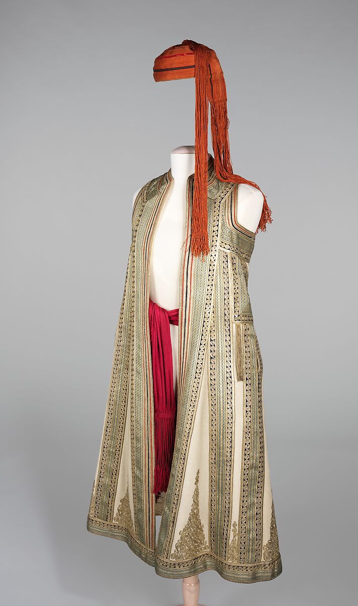 Ensemble, wool, silk, cotton, metal, silk, Albanian 