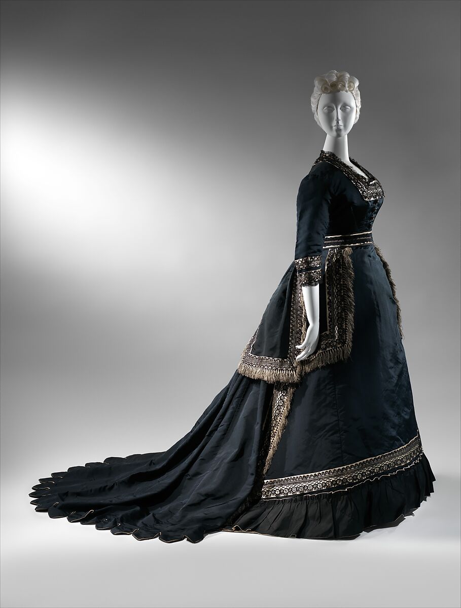 Mourning dress, silk, cotton, American