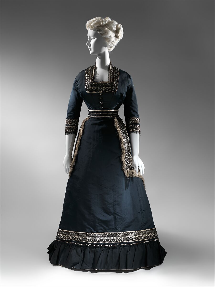 Mourning dress, silk, cotton, American
