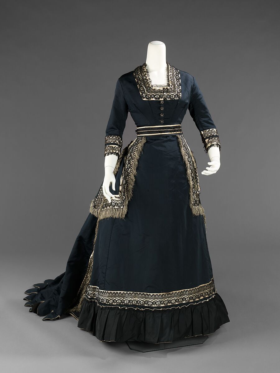 Mourning dress, silk, cotton, American 