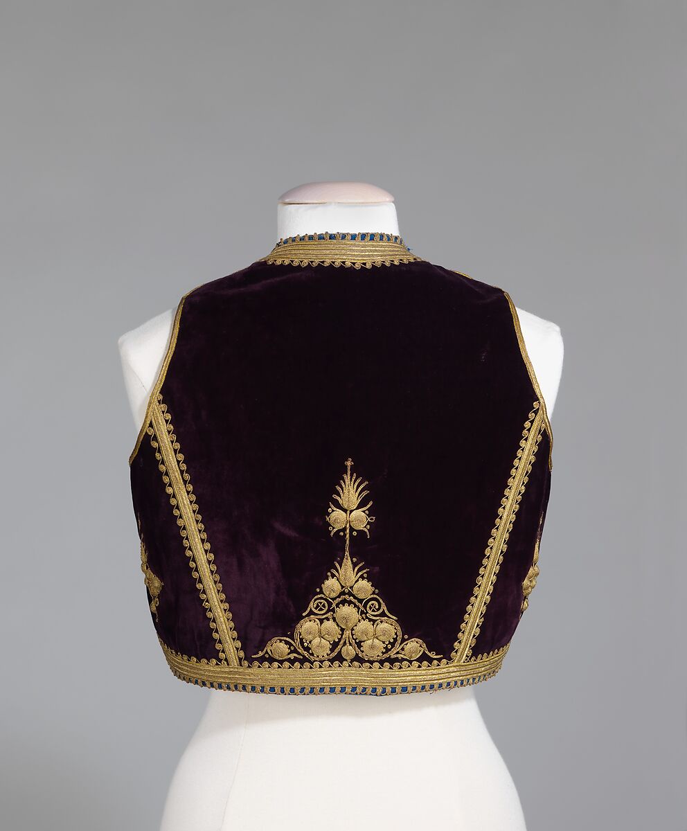 Vest, silk, metal, cotton, wool