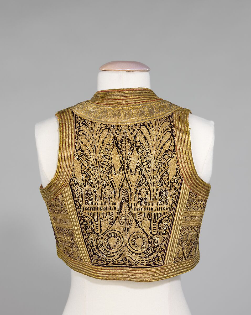 Vest, silk, metal, wool