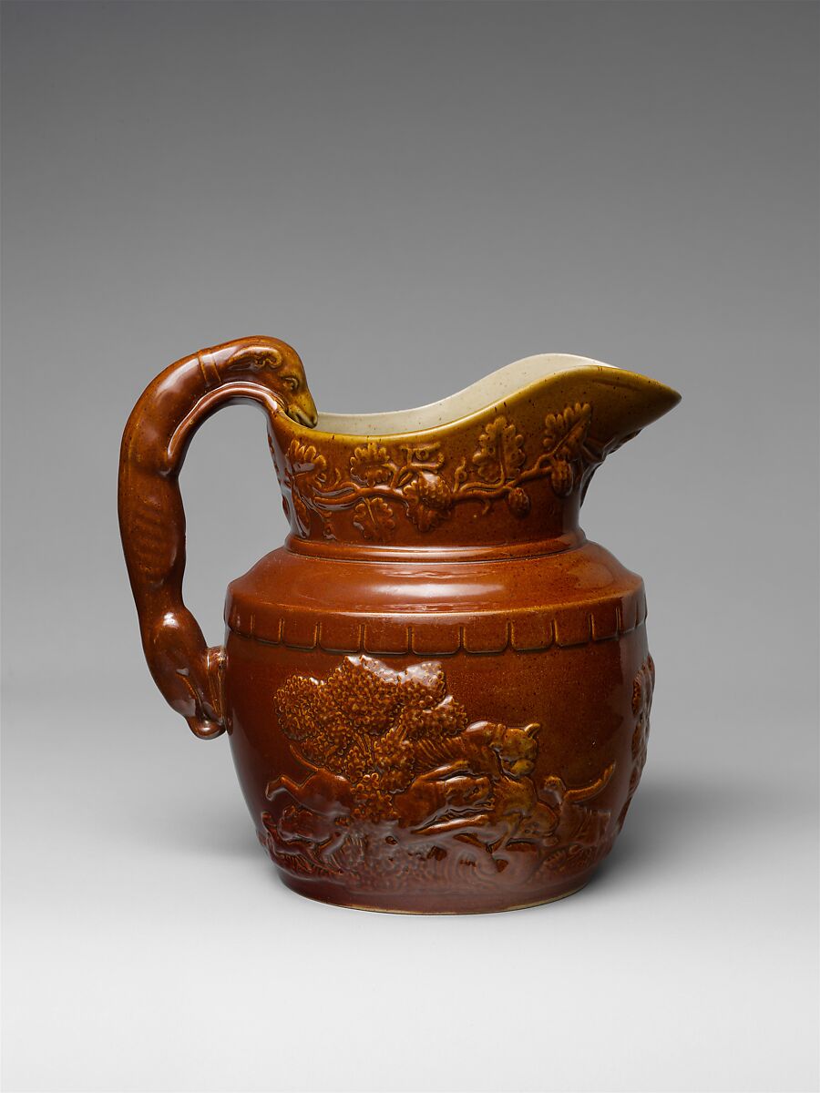 Pitcher, Salamander Works (American, Woodbridge, New Jersey, 1825–1912), Earthenware, American