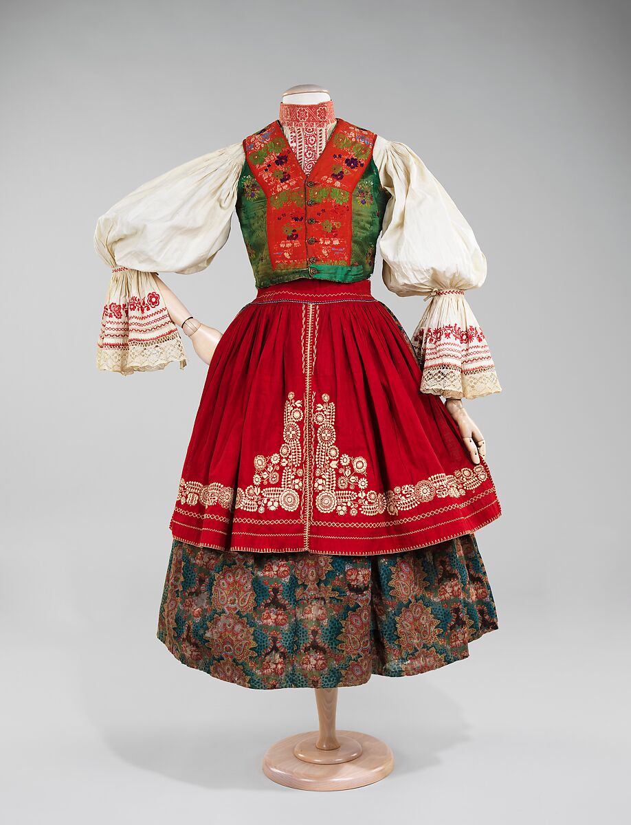 Ensemble, wool, cotton, silk, Slovak 