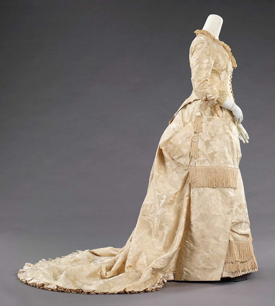 Evening dress, House of Worth (French, 1858–1956), silk, linen, French