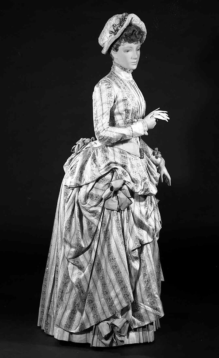 Dress, silk, rhinestones, metal, American