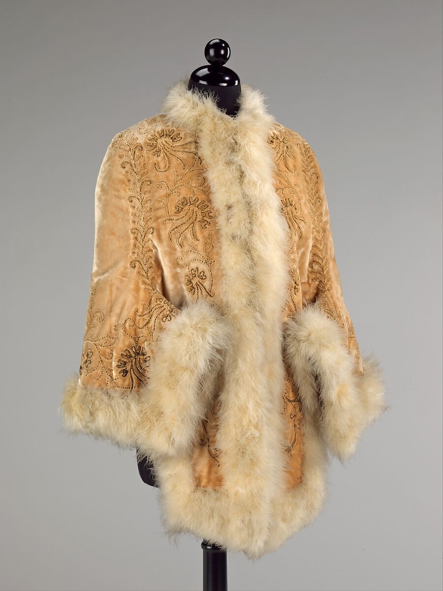 Mantle, silk, feathers, beads, American 