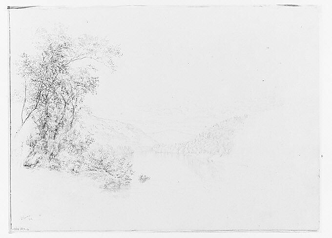 Delaware '64 (Delaware River View) (from Sketchbook), Thomas Hewes Hinckley (1813–1896), Graphite on buff paper, American 
