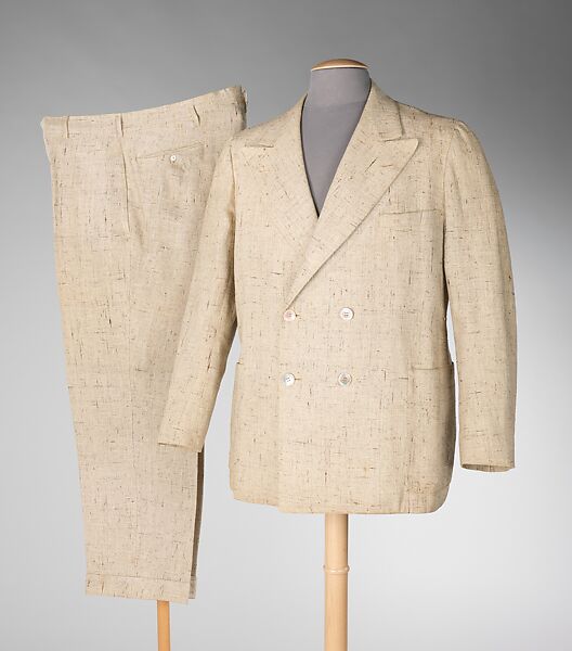 Suit, De Pinna, linen, shell, American 