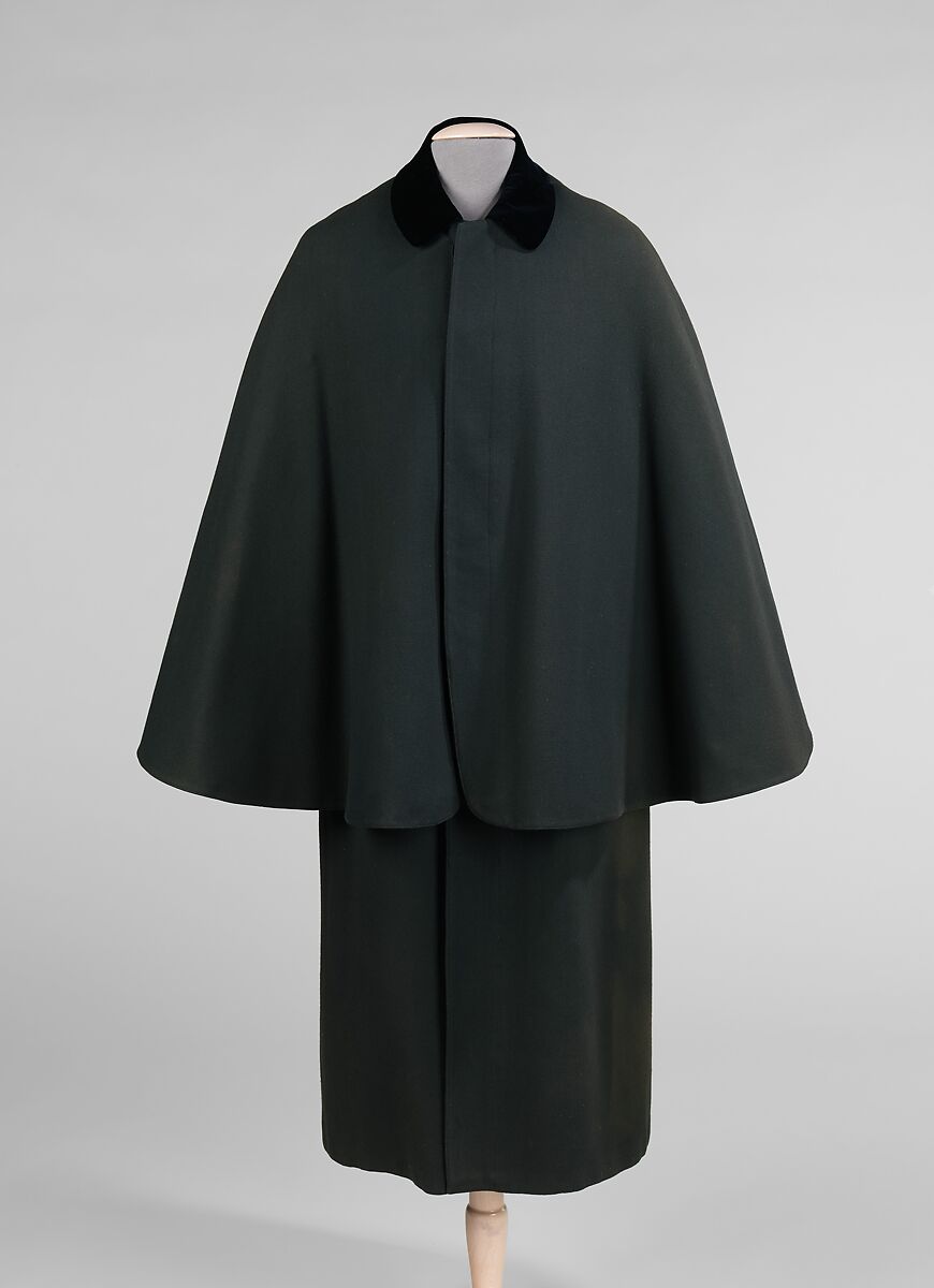 Evening cloak, wool, silk, Unknown 