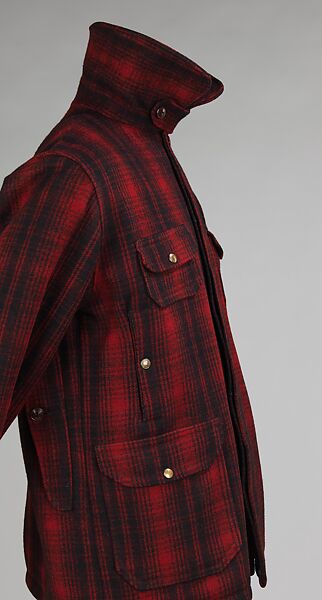 Hunting suit, Woolrich Woolen Mills (American, founded 1830), wool, leather, metal, cotton, silk, American