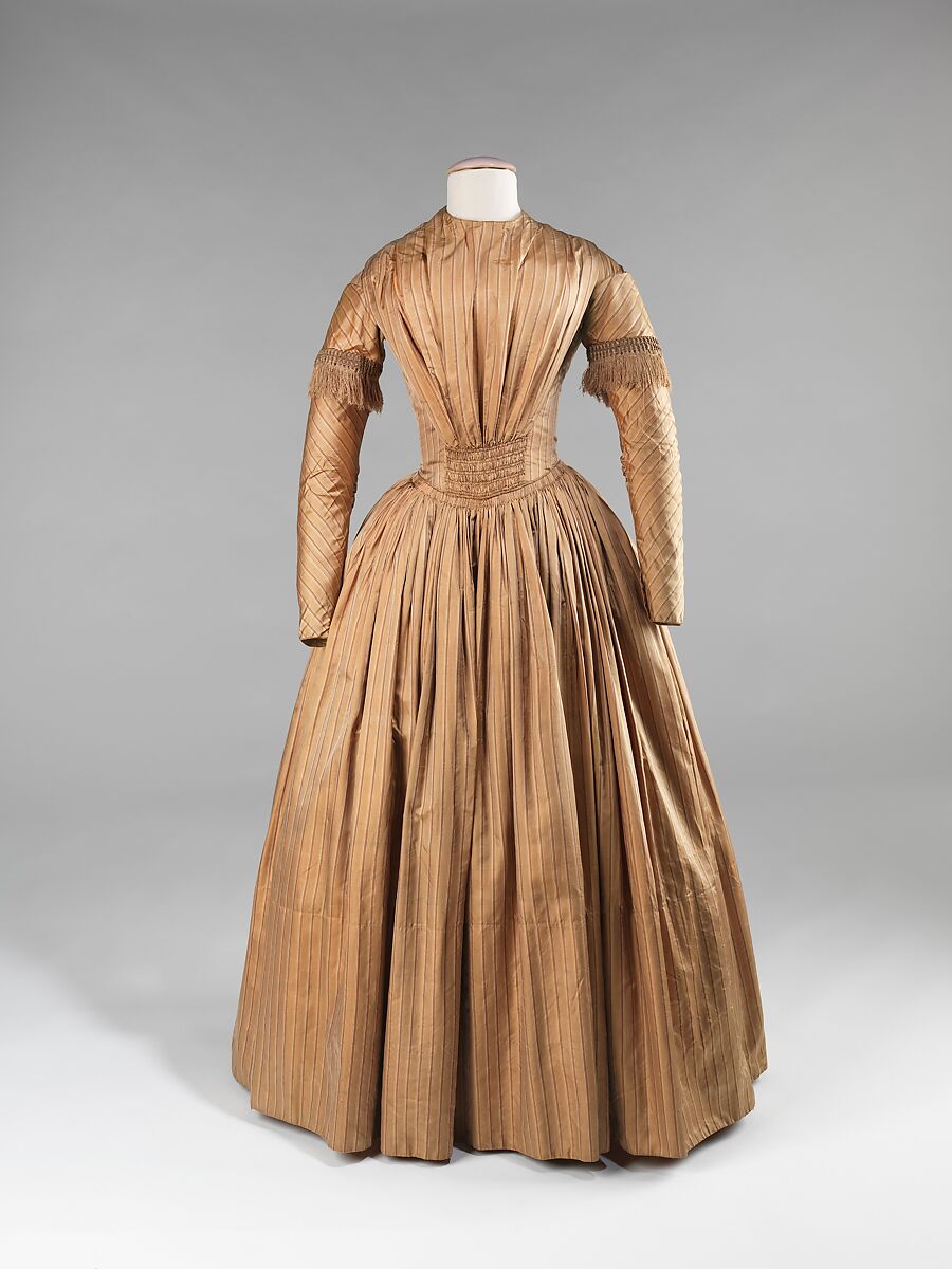 Afternoon dress, silk, cotton, American 