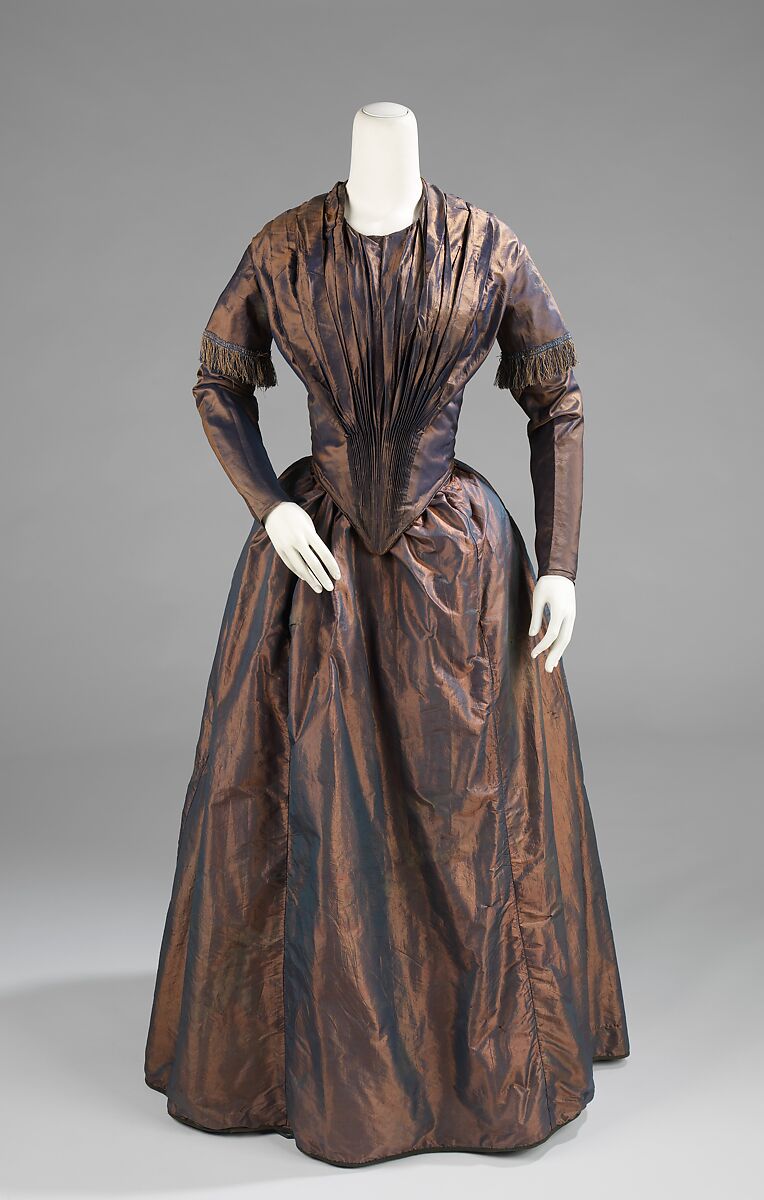 Afternoon dress, silk, cotton, American 