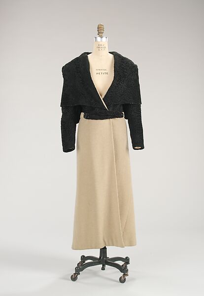 Evening coat, House of Lanvin (French, founded 1889), wool, fur, French 