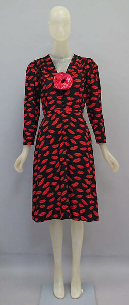 Dress, Yves Saint Laurent (French, founded 1961), rayon, polyester, plastic (vinyl), French