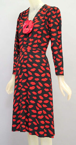 Dress, Yves Saint Laurent (French, founded 1961), rayon, polyester, plastic (vinyl), French