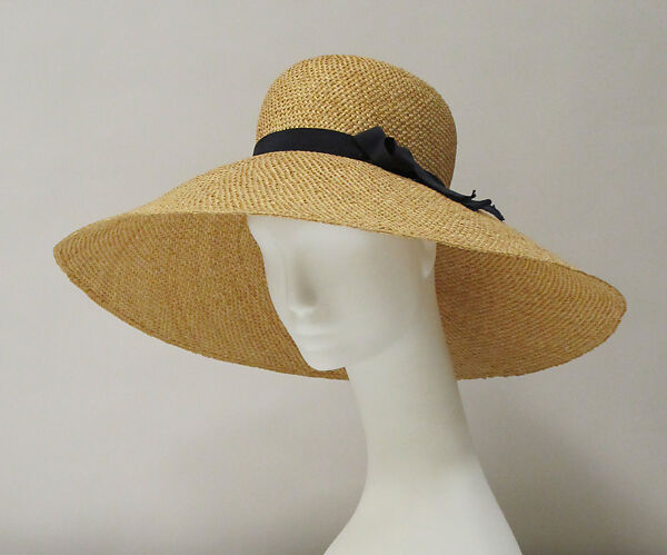 Hat, House of Balenciaga (French, founded 1937), straw, silk, French 