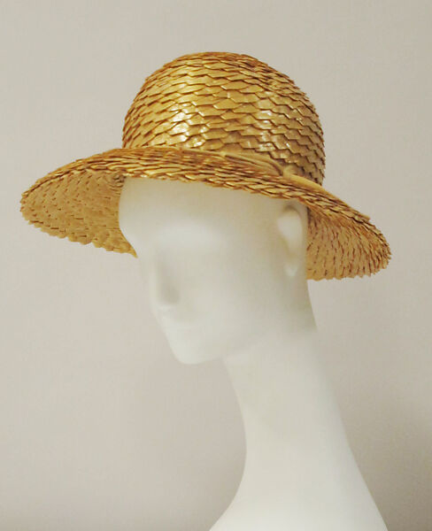 Hat, House of Balenciaga (French, founded 1937), straw, silk, metal, French 