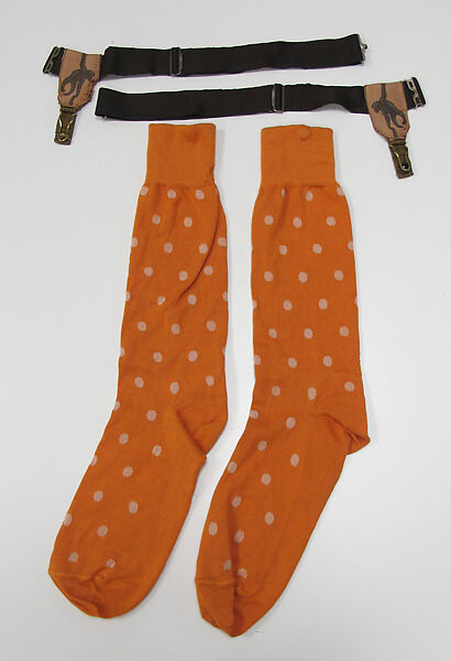 Suit, (a) wool; (b) wool; (c) silk; (d) silk, leather, metal; (e) cotton; (f) metal; (g, h) metal, enamel; (i) silk; (j, k) cotton, synthetic; (l, m) silk, leather, metal; (n, o) leather; (p) wool, silk, leather; (q) wood, rubber., American