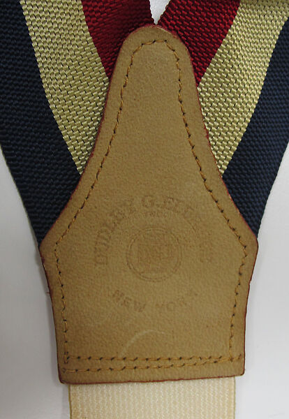 Suit, (a) linen; (b) linen, metal; (c) silk; (d) silk, leather, metal; (e) cotton; (f) metal; (g, h) metal, enamel; (i) silk; (j, k) cotton; (l, m) leather; (n) wool, silk, leather; (o) enamel, synthetic., American