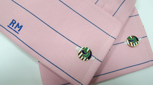 Suit, (a) cotton, synthetic; (b) cotton, synthetic, metal; (c) silk; (d) silk, leather, metal; (e) cotton; (f, g) metal, enamel; (h) silk; (i, j) cotton; (k, l) leather; (m) straw, silk, leather; (n) wood, horn, synthetic., American