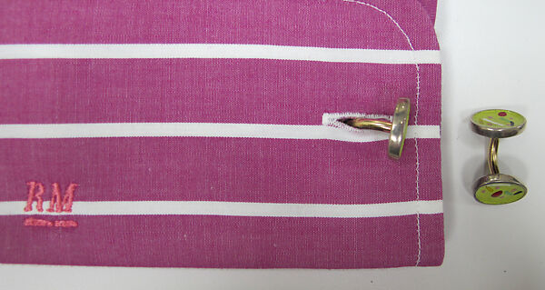 Ensemble, (a) cotton, silk, synthetic; (b) silk; (c) wool, metal; (d) silk, leather, metal; (e) cotton; (f, g) metal, enamel; (h) silk, metal; (i, j) cotton; (k, l) leather; (m) wool, silk, leather., American