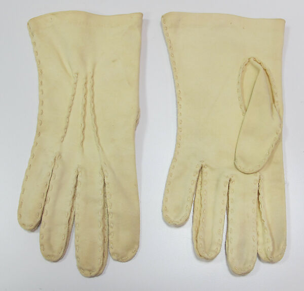 Ensemble, (a) wool, silk; (b) silk, synthetic; (c) silk; (d, e) cotton; (f) wool, silk, leather., American