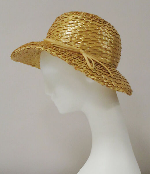 Hat, House of Balenciaga (French, founded 1937), straw, silk, metal, French